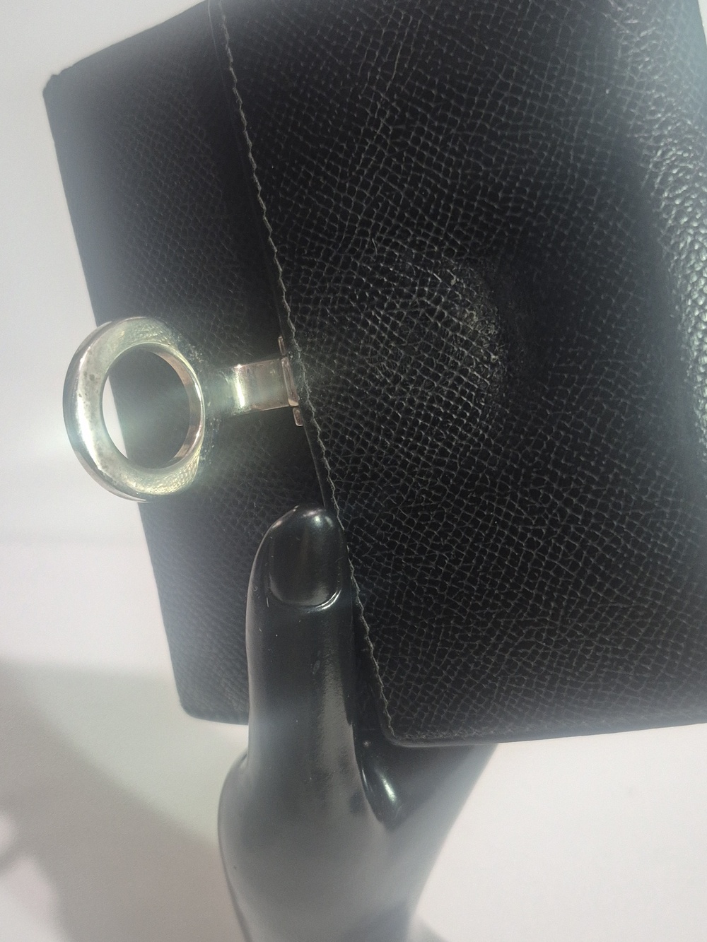 Bulgari Black Leather Wallet with Embossed Logo - Picture 6 of 16